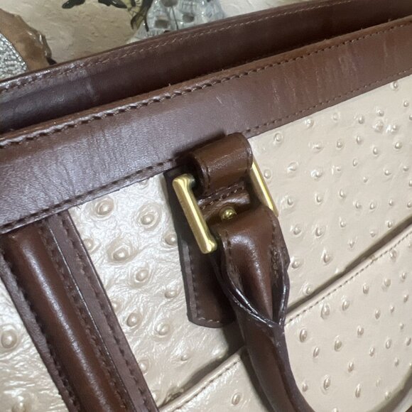 Brahmin Ostrich Arden Convertible Shoulder Satchel Golden Brown Crossbody - Picture 16 of 16